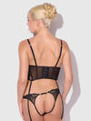 Cecily Lace & Chain Bustier & Backless Hipster Set Black