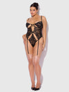 Cecily Lace & Chain Gartered Teddy Black