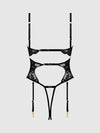 Cecily Lace & Chain Gartered Teddy Black
