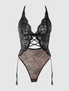 Felicia Leopard Mesh & Lace Gartered Teddy