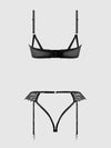 Eden Embroidered Lace Bra and Backless Hipster Set Black