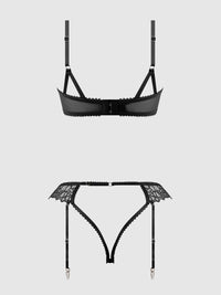 Eden Embroidered Lace Bra and Backless Hipster Set Black