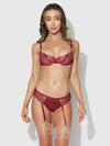 Eden Embroidered Lace Bra and Backless Hipster Set Rhubarb