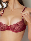 Eden Embroidered Lace Bra and Backless Hipster Set Rhubarb