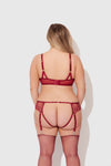 Eden Embroidered Lace Bra and Backless Hipster Set Rhubarb