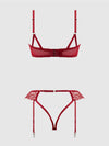 Eden Embroidered Lace Bra and Backless Hipster Set Rhubarb