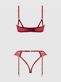Eden Embroidered Lace Bra and Backless Hipster Set Rhubarb