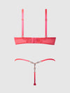 Eden Embroidered Lace Satin Cups Bra & G-String Set Coral