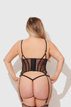 Eden Embroidered Lace Bustier & G-String Set Black