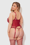 Eden Embroidered Lace Bustier & G-String Set Rhubarb