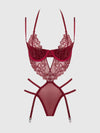 House of Desire Eden Embroidered Lace Teddy Red