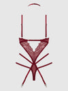 Eden Embroidered Lace Gartered Teddy Rhubarb