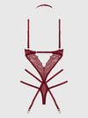 House of Desire Eden Embroidered Lace Teddy Red