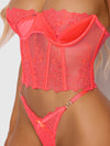 Eden Embroidered Lace Bustier Bra & G-String Set