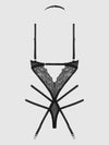 Eden Embroidered Lace Gartered Teddy Black