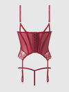 Eden Embroidered Lace Bustier & G-String Set Rhubarb