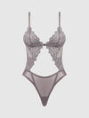 Eden Embroidered Lace Wirefree Teddy Grey