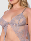 Eden Embroidered Lace Wirefree Teddy Grey