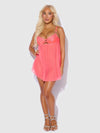 Eden Embroidered Lace Babydoll Coral