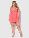 Eden Embroidered Lace Babydoll Coral