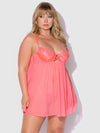 Eden Embroidered Lace Babydoll Coral