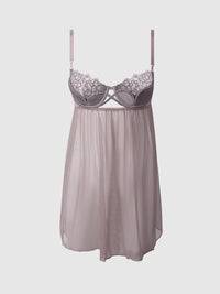 Eden Embroidered Lace Babydoll Grey