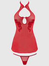 Queen Dragon Mesh & Applique Chemise Set Red