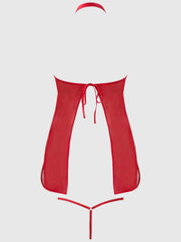 Queen Dragon Mesh & Applique Chemise Set Red