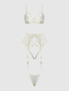 Bridal Rosalie Embroidered Lace Open Cup Bra Set Pearl Ivory