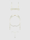 Bridal Rosalie Embroidered Lace Open Cup Bra Set Pearl Ivory