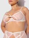 Bridal Rosalie Embroidered Lace Open Cup Bra Set Pearl Ivory