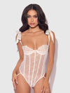 Bridal Rosalie Embroidered Lace Teddy Pearl Ivory