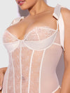 Bridal Rosalie Embroidered Lace Teddy Pearl Ivory