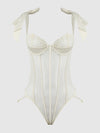 Bridal Rosalie Embroidered Lace Teddy Pearl Ivory