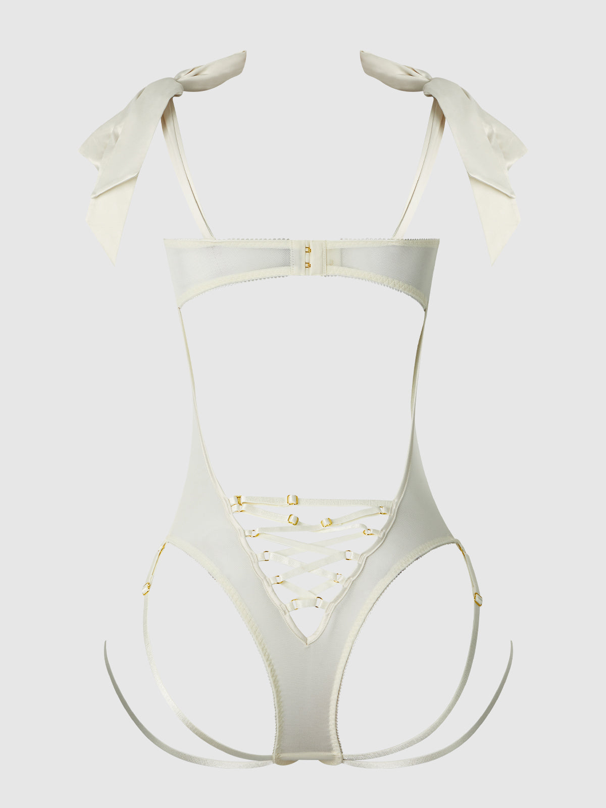 Rosalie Embroidered Lace Teddy Pearl Ivory