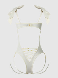 Bridal Rosalie Embroidered Lace Teddy Pearl Ivory