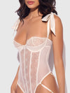 Bridal Rosalie Embroidered Lace Teddy Pearl Ivory