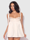 Bridal Rosalie Satin & Embroidered Lace Babydoll Set Pearl Ivory