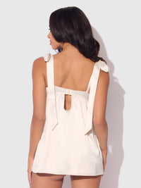 Bridal Rosalie Satin & Embroidered Lace Babydoll Set Pearl Ivory
