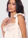 Bridal Rosalie Satin & Embroidered Lace Babydoll Set Pearl Ivory
