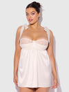 Bridal Rosalie Satin & Embroidered Lace Babydoll Set Pearl Ivory