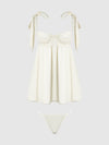 Bridal Rosalie Satin & Embroidered Lace Babydoll Set Pearl Ivory
