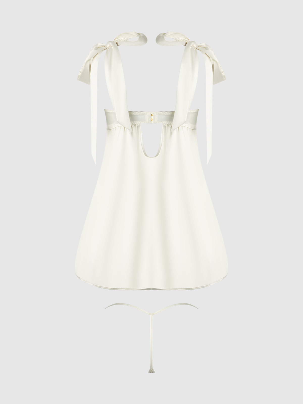 Rosalie Satin & Embroidered Lace Babydoll Set Pearl Ivory