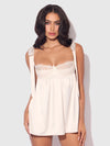 Bridal Rosalie Satin & Embroidered Lace Babydoll Set Pearl Ivory