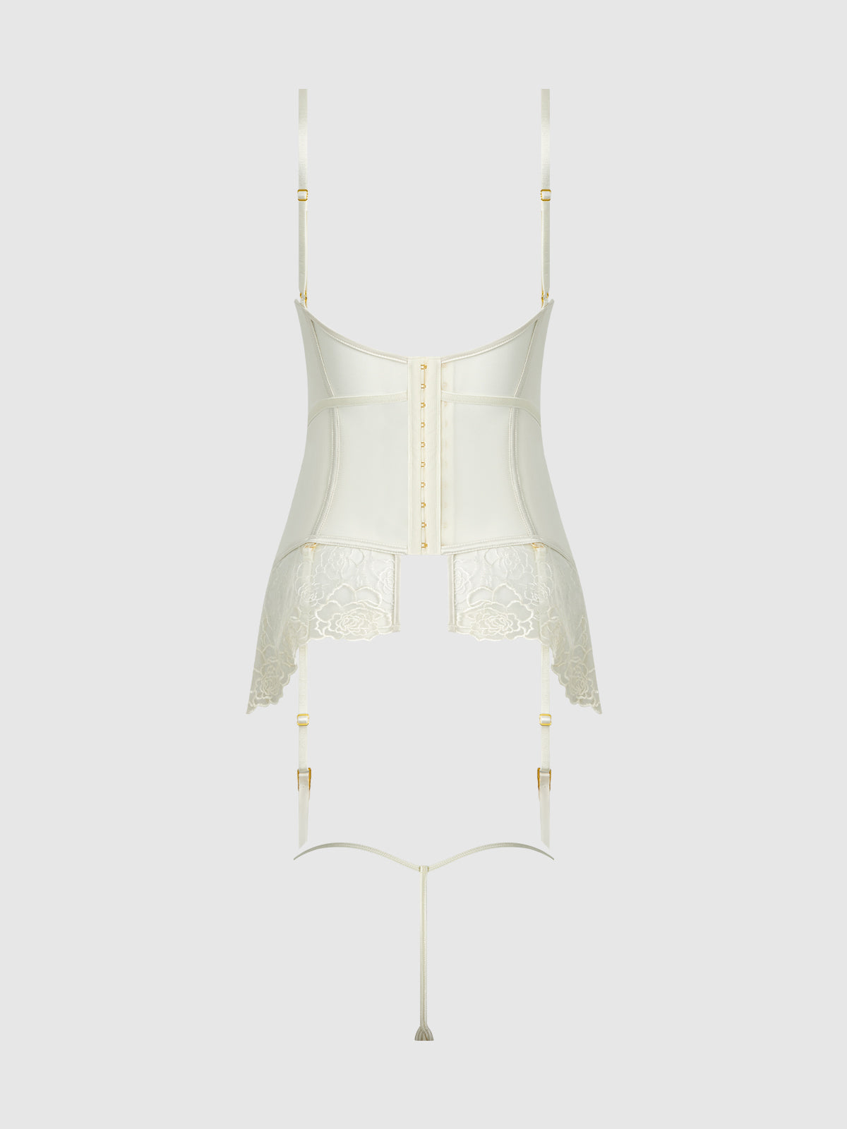 Rosalie Satin & Embroidered Lace Chemise Set Pearl Ivory