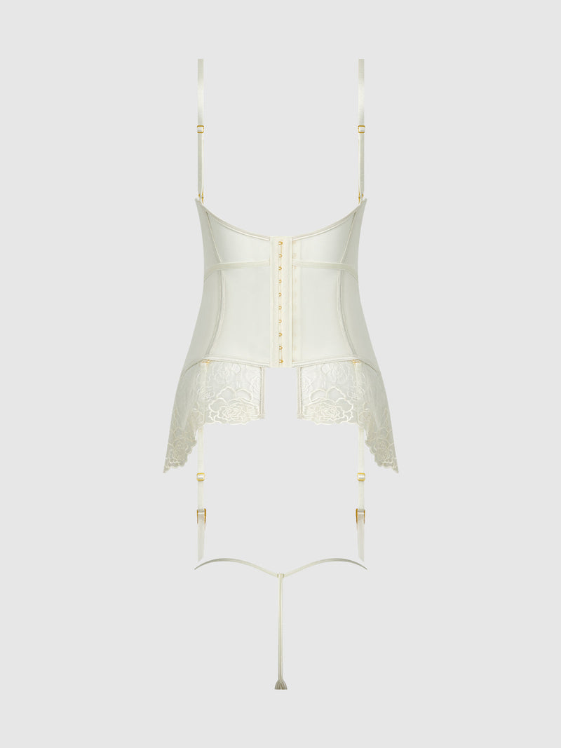 Bridal Rosalie Satin & Embroidered Lace Chemise Set Pearl Ivory