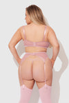 Blair Satin & Lace Bra, Garter & G-String Set Rose Pink