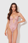 Blair Satin & Lace Corseted Underwire Teddy Rose Pink