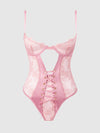 Blair Satin & Lace Corseted Underwire Teddy Rose Pink