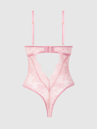 Blair Satin & Lace Corseted Underwire Teddy Rose Pink